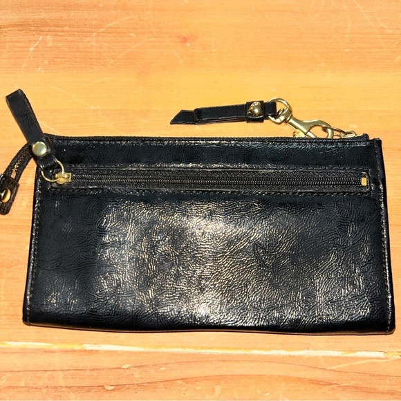 Coach Poppy Edition Black Leather Wristlet - Picture 3 of 4